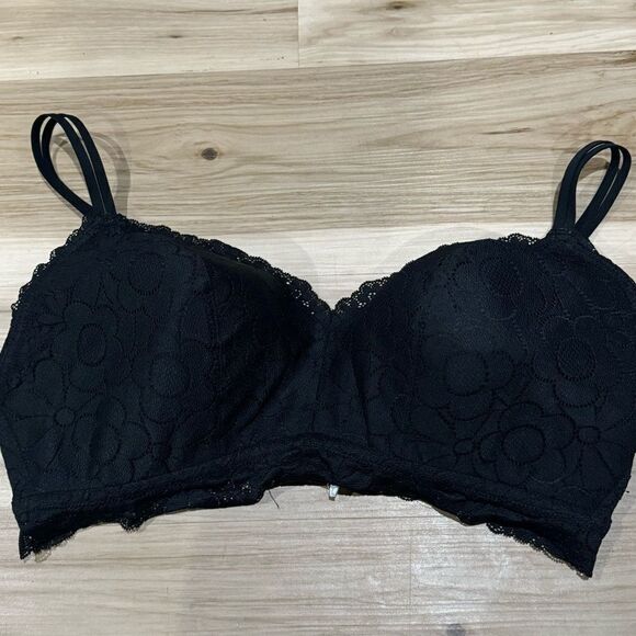 aerie Other - Aerie Real Happy Wireless Black Lace Bra Women’s 40DD